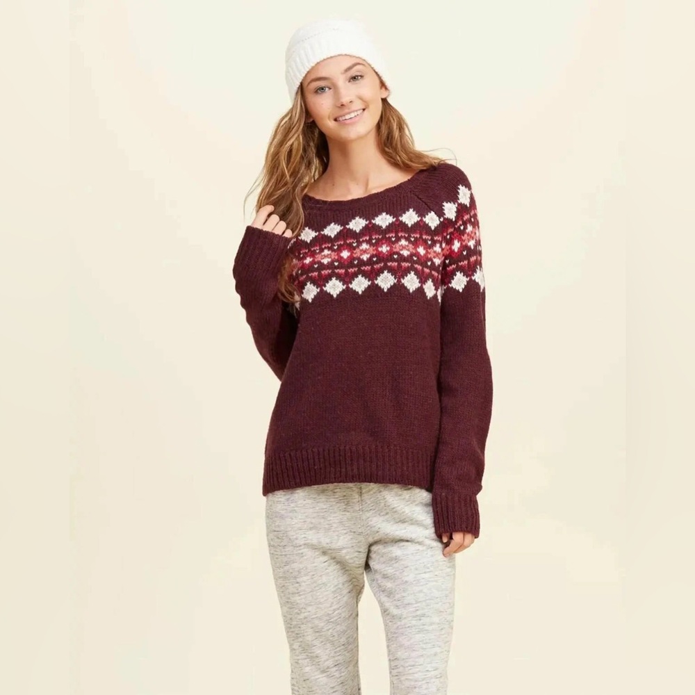 💕🎉HOST PICK🎉💕 Burgundy Fair Isle Sweater